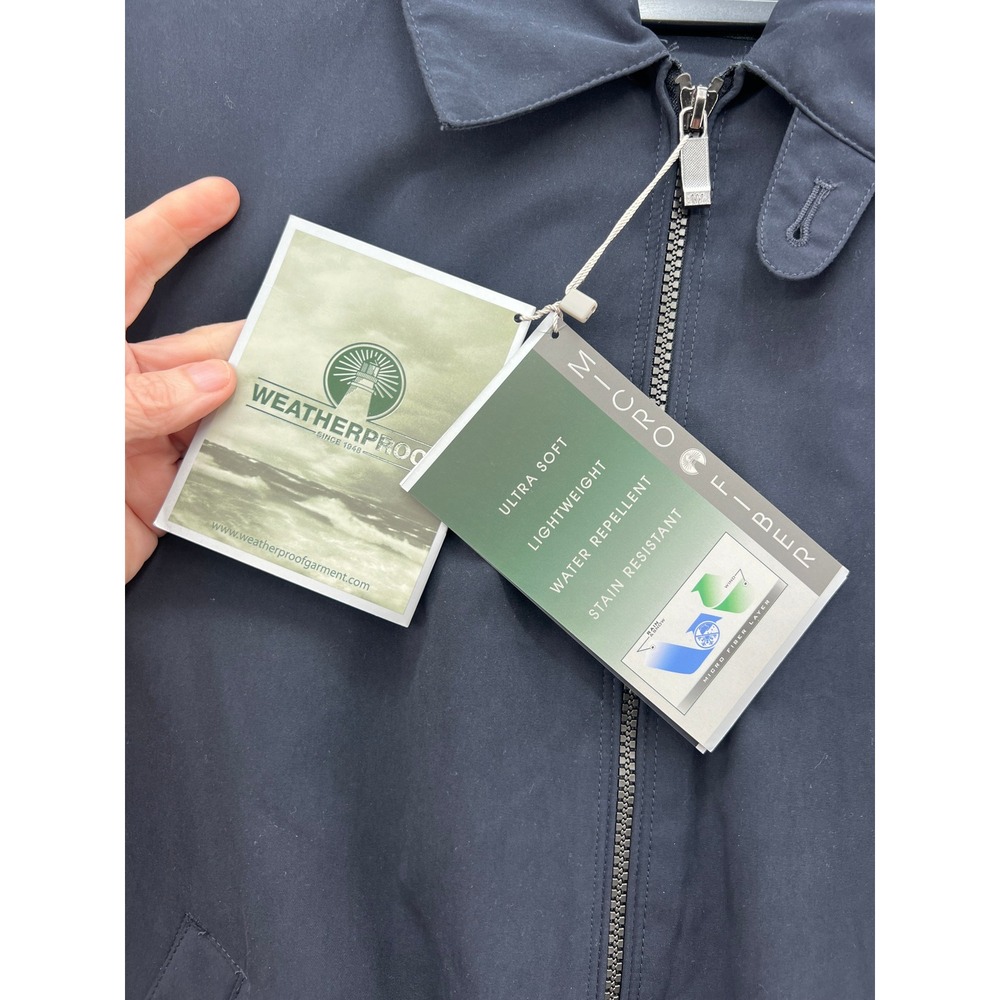Weatherproof Jacket Mens Sz M Microfiber Golf Bomber Navy Blue Full Zip NWT - Picture 3 of 12
